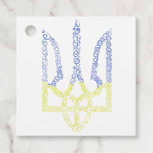 Ukraine coat of arms trident tryzub spiral pattern favour tags