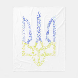 Ukraine coat of arms trident tryzub spiral pattern fleece blanket