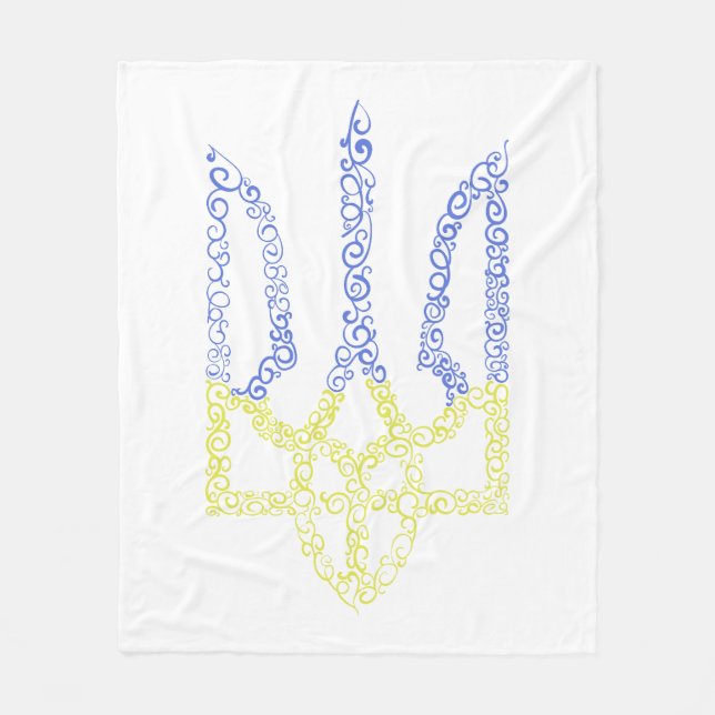 Ukraine coat of arms trident tryzub spiral pattern fleece blanket (Front)