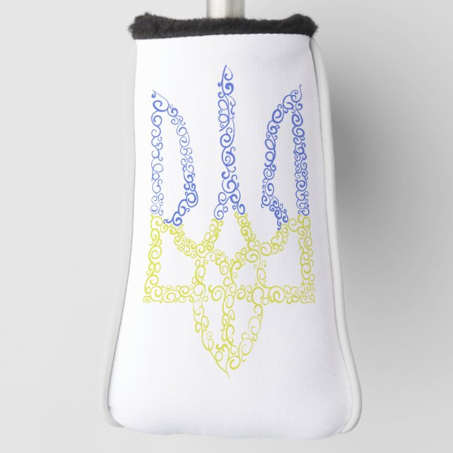 Ukraine coat of arms trident tryzub spiral pattern golf head cover (Rotate 90)