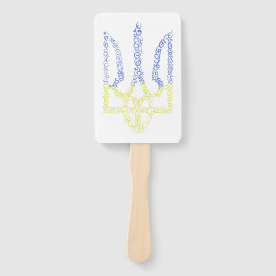 Ukraine coat of arms trident tryzub spiral pattern hand fan