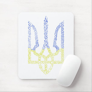 Ukraine coat of arms trident tryzub spiral pattern mouse pad