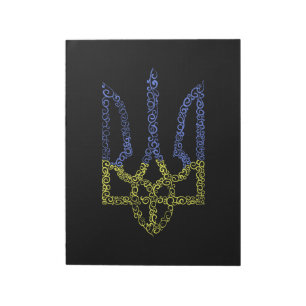 Ukraine coat of arms trident tryzub spiral pattern notepad