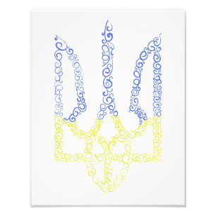 Ukraine coat of arms trident tryzub spiral pattern photo print