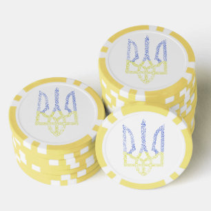 Ukraine coat of arms trident tryzub spiral pattern poker chips