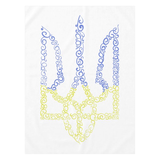 Ukraine coat of arms trident tryzub spiral pattern tablecloth (Front)