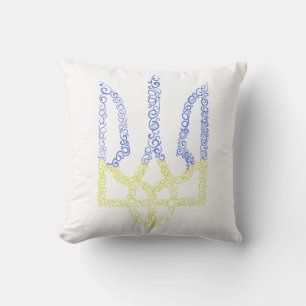 Ukraine coat of arms trident tryzub spiral pattern throw pillow