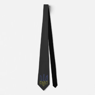 Ukraine coat of arms trident tryzub spiral pattern tie