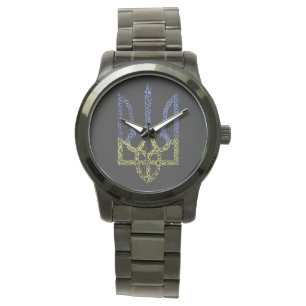 Ukraine coat of arms trident tryzub spiral pattern watch
