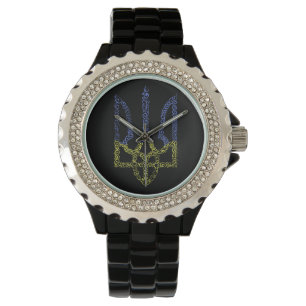 Ukraine coat of arms trident tryzub spiral pattern watch