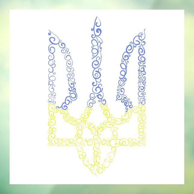 Ukraine coat of arms trident tryzub spiral pattern window cling (Sheet 3)