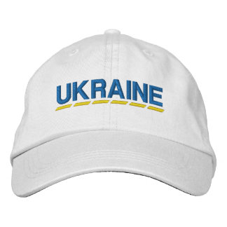 UKRAINE Coloured Blue and Yellow on White Embroidered Hat