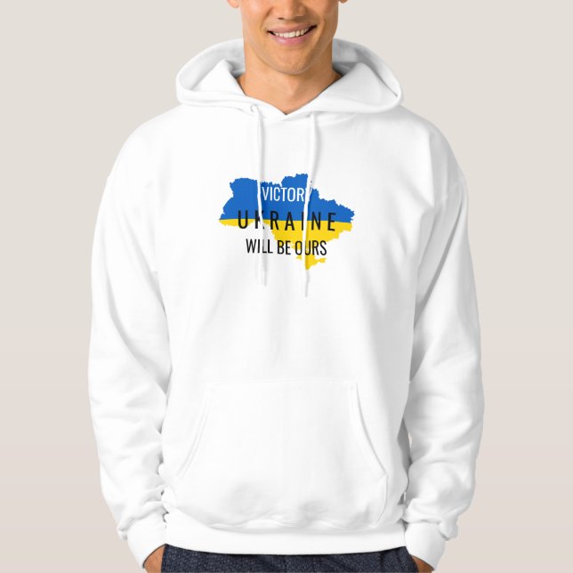 Ukraine Colours Victory Overlay White Hoodie (Front)