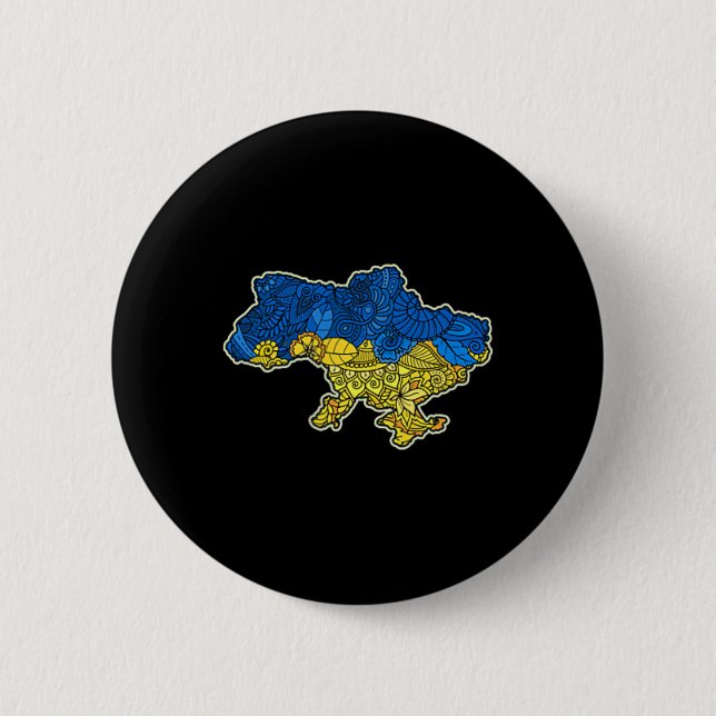 Ukraine Contour Map Gift National Flag  2 Inch Round Button (Front)