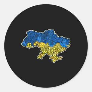 Ukraine Contour Map Gift National Flag Classic Round Sticker