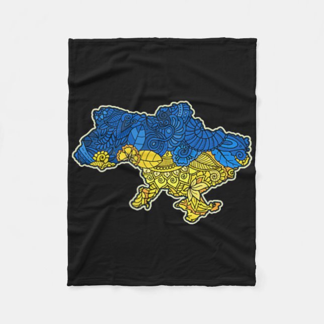 Ukraine Contour Map Gift National Flag  Fleece Blanket (Front)