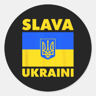 Ukraine Country Flag Pride Slava Ukraini  Classic Round Sticker