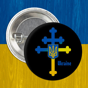 Ukraine Cross Symbol & Lorraine cross 1 Inch Round Button