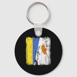 Ukraine Cyprus Half Flag Ukrainian Cypriot Heritag Keychain