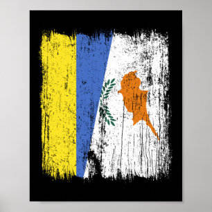Ukraine Cyprus Half Flag Ukrainian Cypriot Heritag Poster