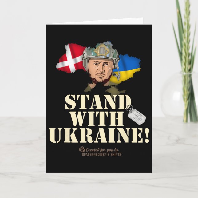 Ukraine Denmark Flags Slogan Stand With Ukraine  Card (Front)
