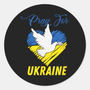 Ukraine Dove Heart  Classic Round Sticker