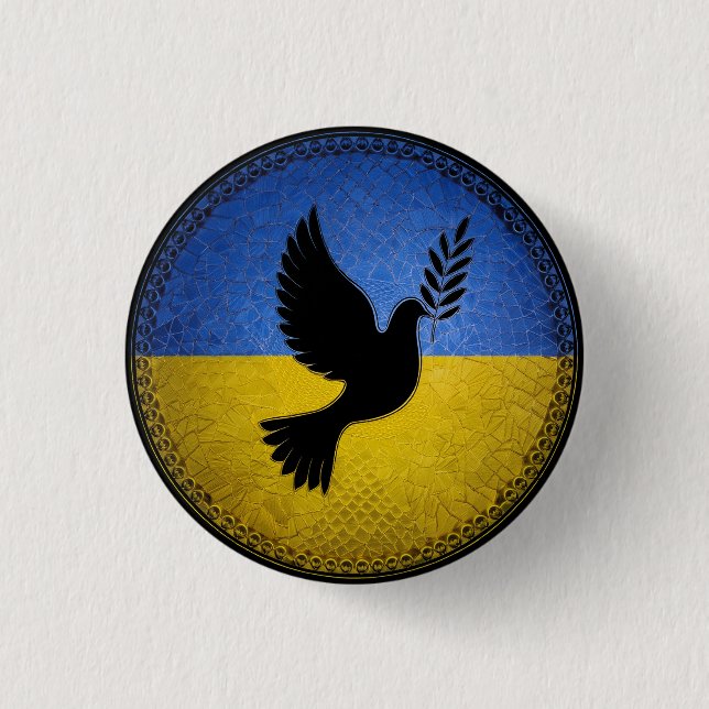 Ukraine Dove of Peace 1 Inch Round Button (Front)