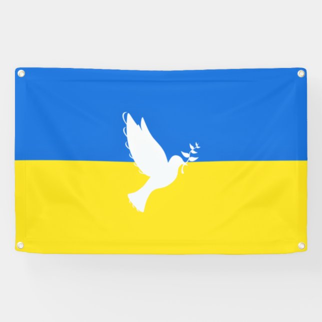 Ukraine drapeau Bannière Paix Dove Liberté (Horizontal)