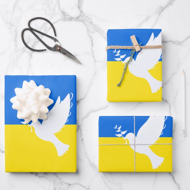 Ukraine Drapeau Papier de cartonnement Paix Dove - (Recto)
