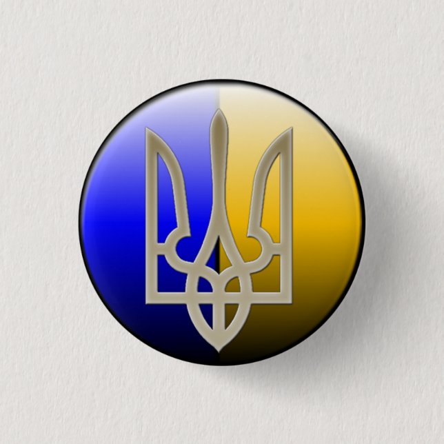 Ukraine Emblem Badge 1 Inch Round Button (Front)