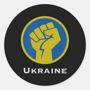Ukraine Fighting Fist In Blue And Yellow Flag Colo Classic Round Sticker