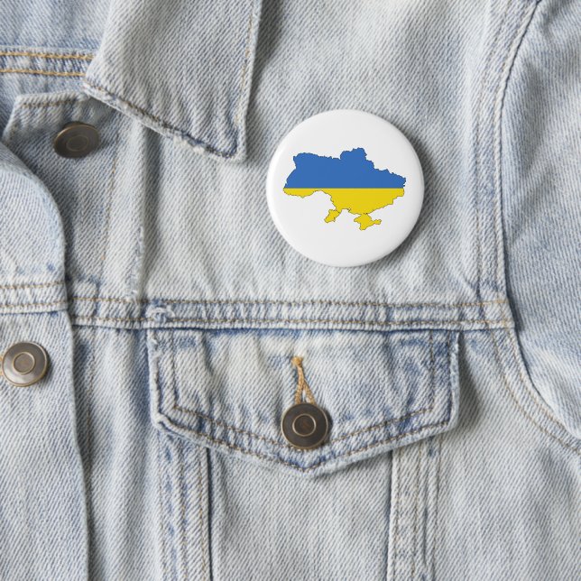 Ukraine Flag 2 Inch Round Button (In Situ)