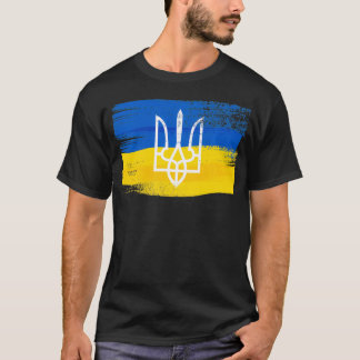 Ukraine Flag and Coat of Arms Painted Ukrainian P T-Shirt
