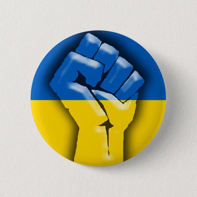 UKRAINE FLAG and FIST for Solidarity 2 Inch Round Button (Front)