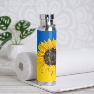 Ukraine Flag and Sunflower Water Bottle