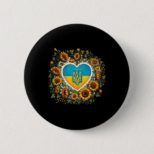 Ukraine Flag And Sunflowers Illustration 1  2 Inch Round Button