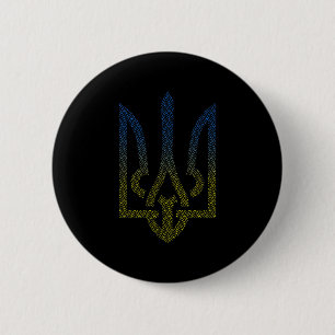 Ukraine Flag And Trident Ukrainian  2 Inch Round Button