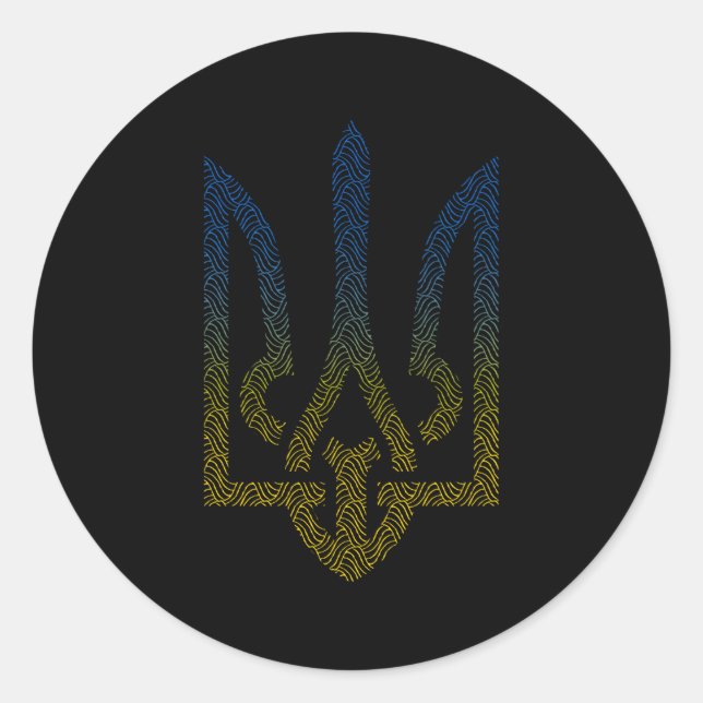 Ukraine Flag And Trident Ukrainian Classic Round Sticker (Front)