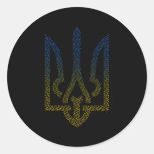 Ukraine Flag And Trident Ukrainian Classic Round Sticker
