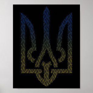 Ukraine Flag And Trident Ukrainian I Stand With Uk Poster