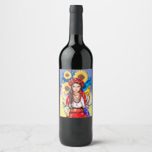 Ukraine Flag and Woman Support Car Magnet Gift Tag Wine Label