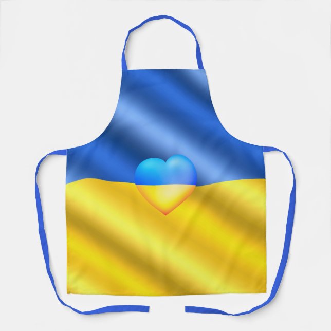 Ukraine Flag Apron Freedom Heart Ukrainian Gift (Front)