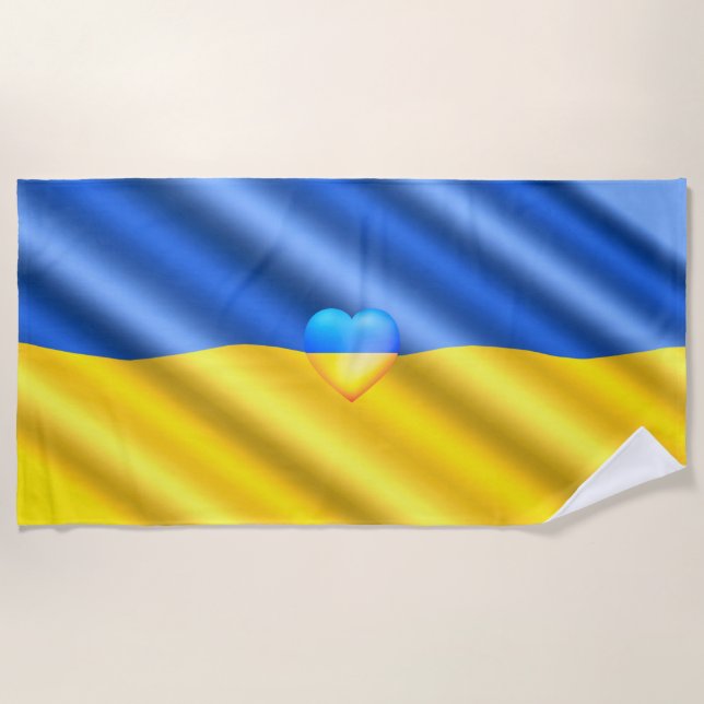 Ukraine Flag Beach Towel Heart - Freedom (Front)