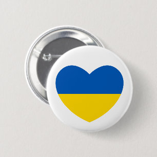 Ukraine Flag Blue Yellow Heart 2 Inch Round Button