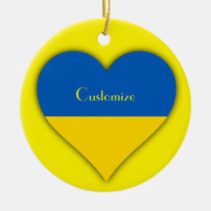 Ukraine Flag Blue Yellow Thunder_Cove  Ceramic Ornament