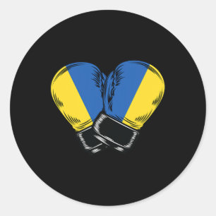 Ukraine Flag Boxing Boxer Ukrainian Flag Classic Round Sticker