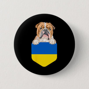 Ukraine Flag Bulldog Dog In Pocket  2 Inch Round Button