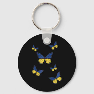 Ukraine Flag Butterfly Butterflies Flag Wings Flag Keychain