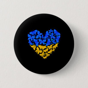 Ukraine Flag Butterfly Heart Vintage Ukrainian Lov 2 Inch Round Button