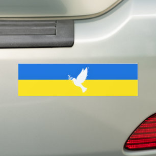 Ukraine Flag Car Magnet Dove of Peace - Freedom Bumper Sticker
